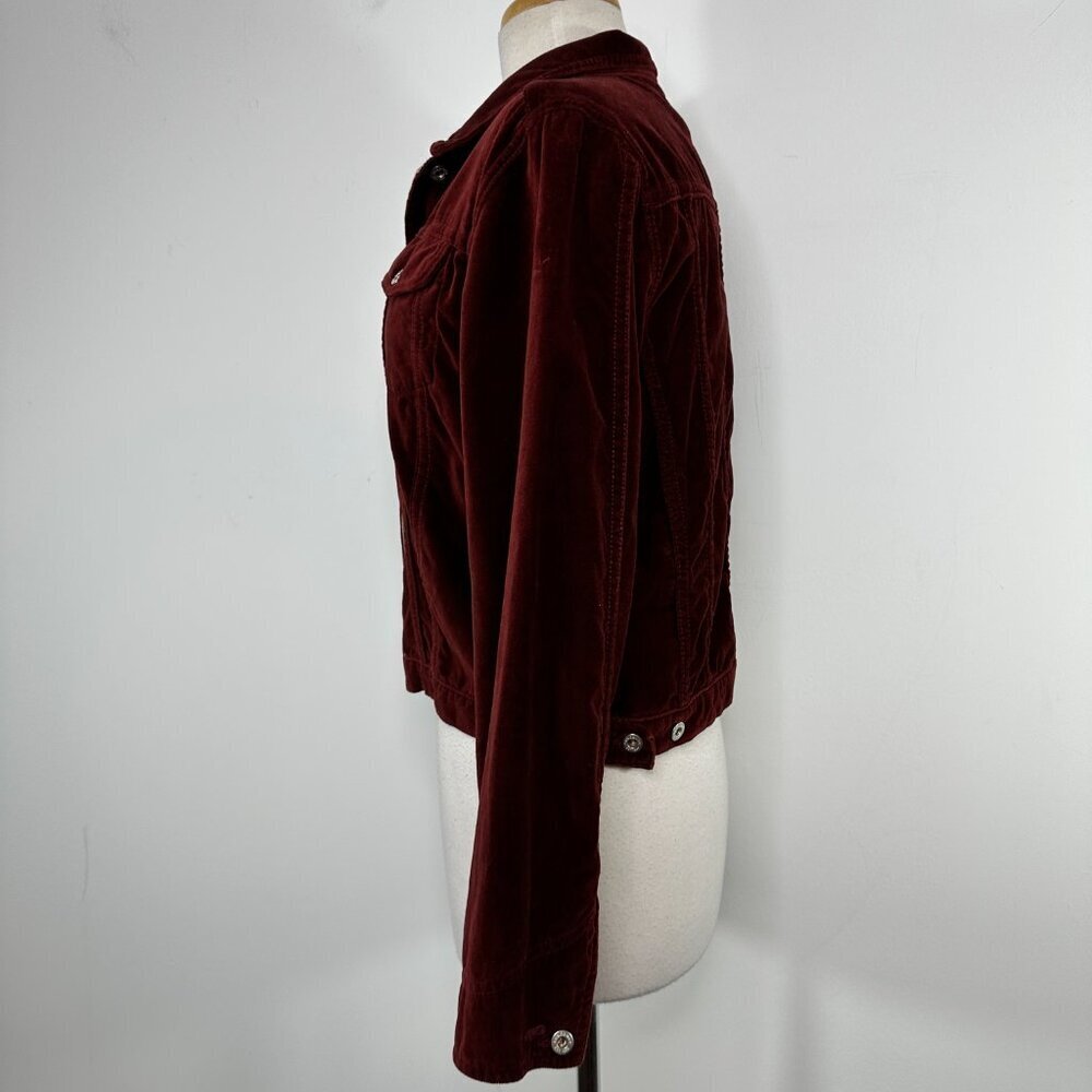 Sundance Wren Burgundy Velvet Velour Button Up Jacket Women's Size M - Picture 7 of 13